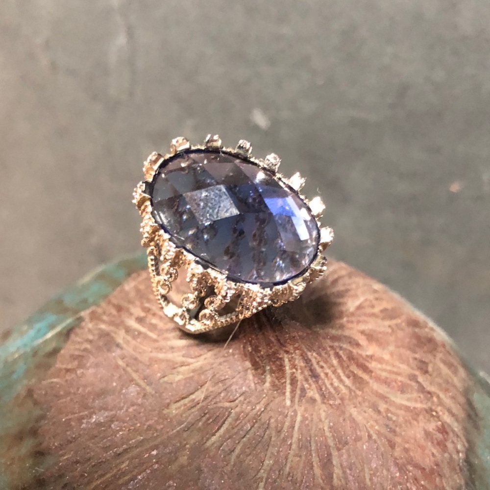 Blue Faceted Ring size 7